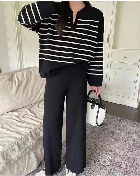 Black - Rachel Striped Coord Set