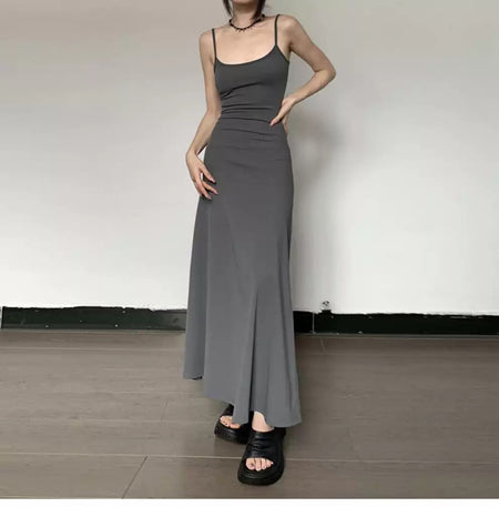 Cami Summer Bodycon Maxi Dress In Grey