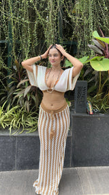 Sikoy Crochet Holiday Coord - Resortwear In Brown