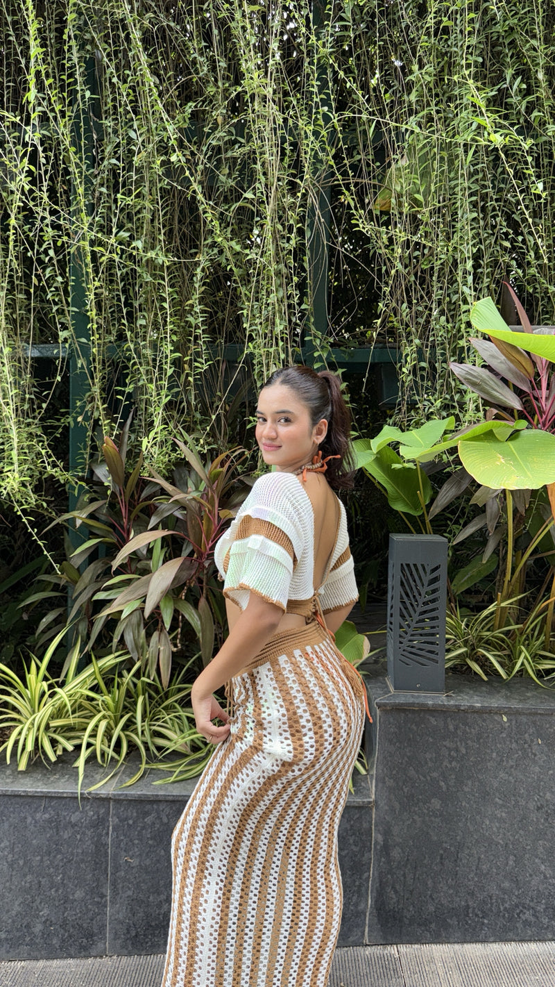 Sikoy Crochet Holiday Coord - Resortwear In Brown