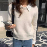 Ambre Statement Shirt With Attached Sweater In Off-White