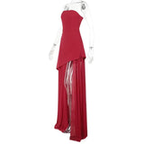 Annora Off-Shoulder Maxi Dress With Scarf In Maroon