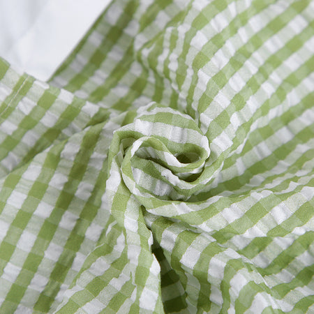Iconic 2 Tone Oversized Shirt - fabric detail shot, sage green and white gingham - Miss Mosa By Akanksha