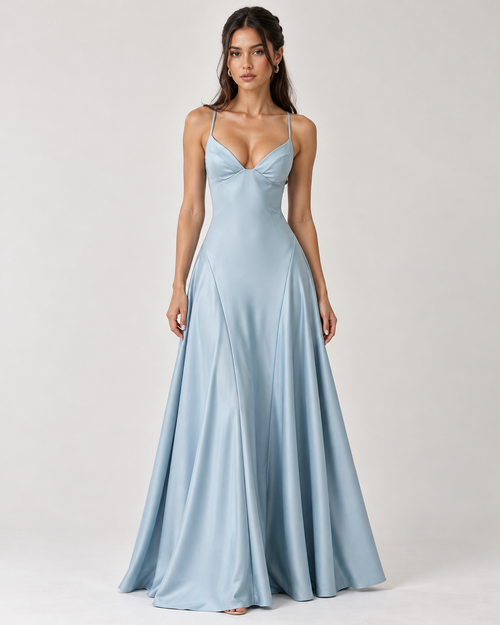 Holly Drop Waist Satin Maxi Dress