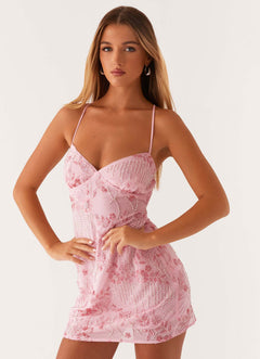 Ilse Embellished Backless Mini Dress - front shot, pink - Miss Mosa By Akanksha