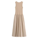 Keya Drop Waist Midi Dress In Beige