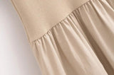 Keya Drop Waist Midi Dress In Beige