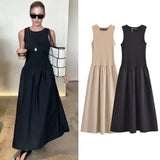 Keya Drop Waist Midi Dress In Beige
