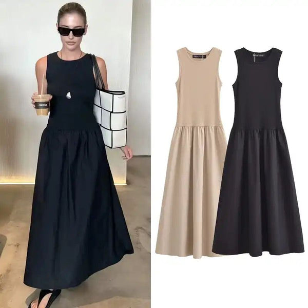 Keya Drop Waist Midi Dress In Black