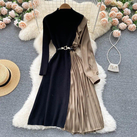 Imani Pleated Midi Dress In Black - styled flat-lay shot, black - Miss Mosa By Akanksha