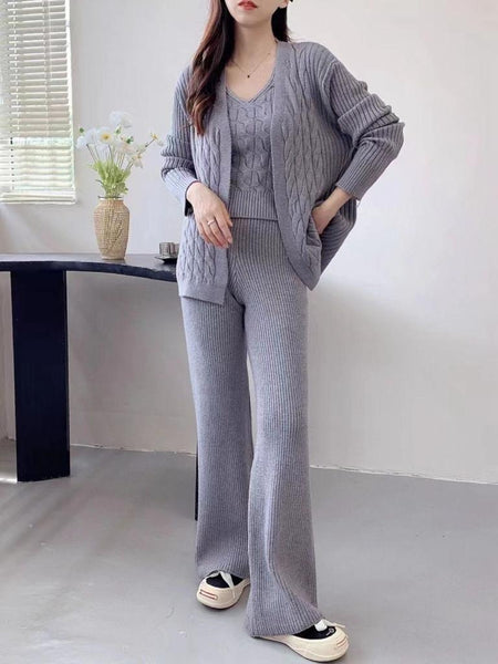 Imogen Winter 3 Pc Trackset - full-length shot on model, grey - Miss Mosa By Akanksha