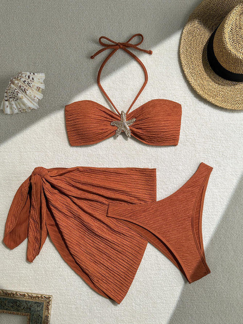 Inaya Summer Bikini Set Of 3 In Rust