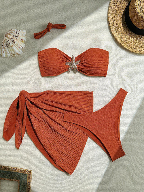 Inaya Summer Bikini Set Of 3 In Rust