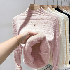 Ines Fleece Sweater - fabric detail shot, dusty pink - Miss Mosa By Akanksha