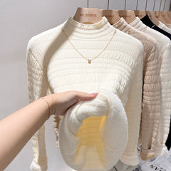 Ines Fleece Sweater - fabric detail shot, cream - Miss Mosa By Akanksha