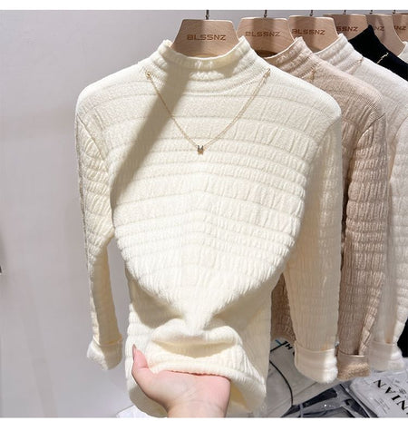 Ines Fleece Sweater - flat-lay shot, cream - Miss Mosa By Akanksha