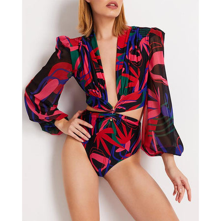 Ines One Piece Swimsuit In Multicolour - front shot on model - Miss Mosa By Akanksha
