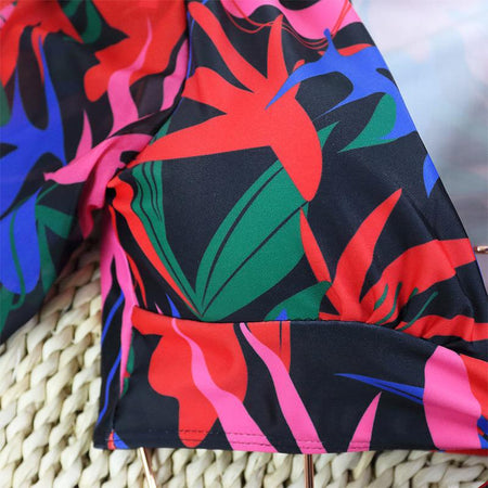 Ines One Piece Swimsuit In Multicolour - close-up of sleeve fabric detail - Miss Mosa By Akanksha