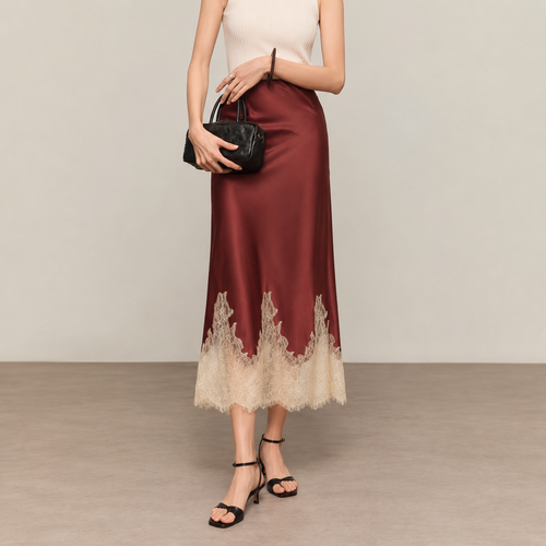 Inger Satin Lace Midi Skirt