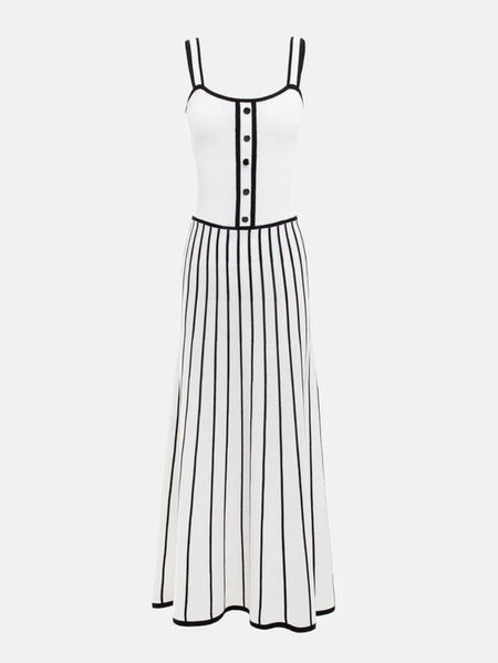 Irica Striped Soft Knit Dress In White - flat-lay product shot of the dress - Miss Mosa By Akanksha