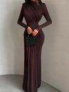 Isadora Luxe Bodycon Gathered Dress In Brown - XS