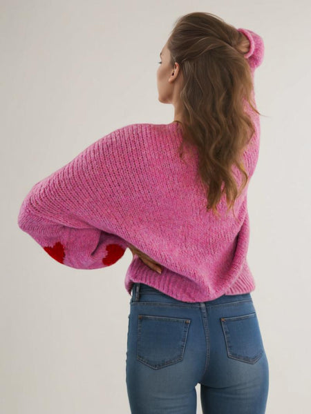 Isela Strawbery Luxe Oversized Cardigan - back shot on model, pink - Miss Mosa By Akanksha
