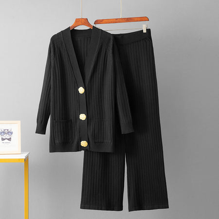 Isotta Premium Woolen Coord Set - flat-lay shot, black - Miss Mosa By Akanksha