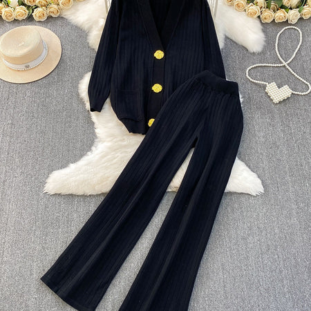 Isotta Premium Woolen Coord Set - styled flat-lay shot, black - Miss Mosa By Akanksha