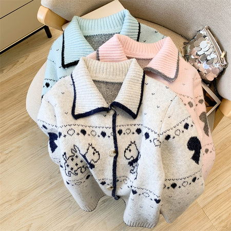 Isotta Woolen Cardigan In Grey - flat-lay product shot of colour range - Miss Mosa By Akanksha