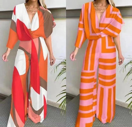 Ivanka Abstract Jumpsuit - full-length shot on model, multicolour - Miss Mosa By Akanksha