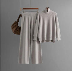 Ivona Premium Winter Coord Set - flat-lay shot of sweater and trousers on hangers, grey - Miss Mosa By Akanksha