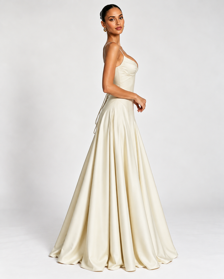 Holly Drop Waist Satin Maxi Dress