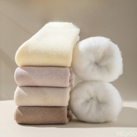 Ivy Winter Soft Fleece Socks - flat-lay product shot of socks stack, off-white and brown - Miss Mosa By Akanksha
