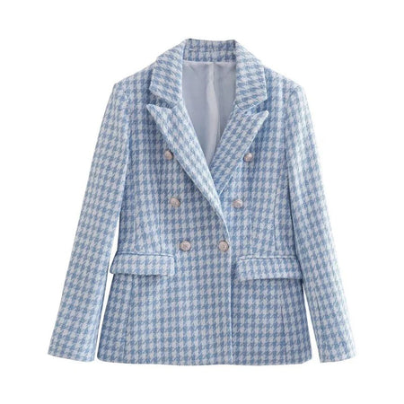 Jace Statement Tweed Set - Blazer and Shorts in Blue - front shot of blazer on hanger - Miss Mosa By Akanksha