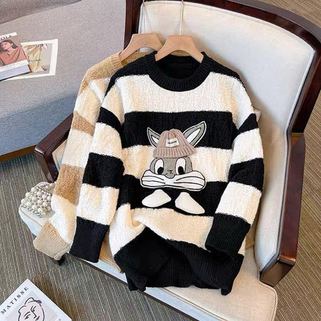 Jacob Striped Sweaters - styled flat-lay shot, black - Miss Mosa By Akanksha