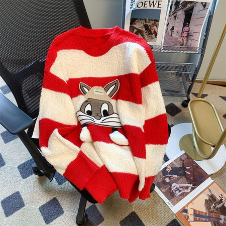 Jacob Striped Sweaters - styled flat-lay shot, red - Miss Mosa By Akanksha
