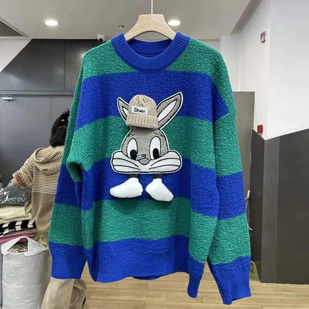Jacob Striped Sweaters - front shot on hanger, blue - Miss Mosa By Akanksha