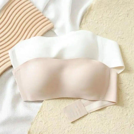 Jaiden Strapless Seamless Bralettes - flat-lay product shot, beige - Miss Mosa By Akanksha