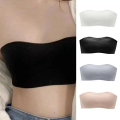 Jaiden Strapless Seamless Bralettes - front shot on model, multicolour - Miss Mosa By Akanksha