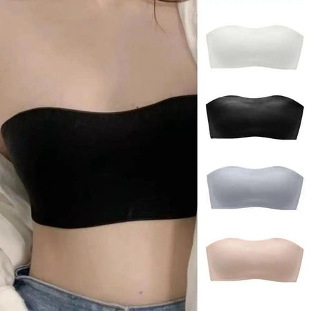 Jaiden Strapless Seamless Bralettes - front shot on model, multicolour - Miss Mosa By Akanksha