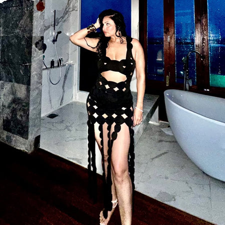 Jamey Luxe Resortwear Coverup In Black - side shot on model - Miss Mosa By Akanksha
