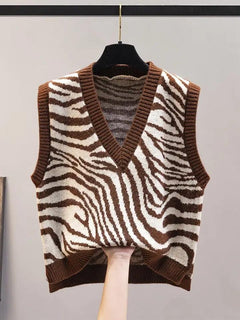 Jamson Statement Sweater Vests - front shot on hanger, brown - Miss Mosa By Akanksha