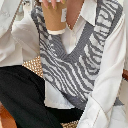 Jamson Statement Sweater Vests - front shot on model, grey - Miss Mosa By Akanksha