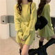 Janer Statement Winter Knitted Dress - lifestyle shot on model, lime green - Miss Mosa By Akanksha