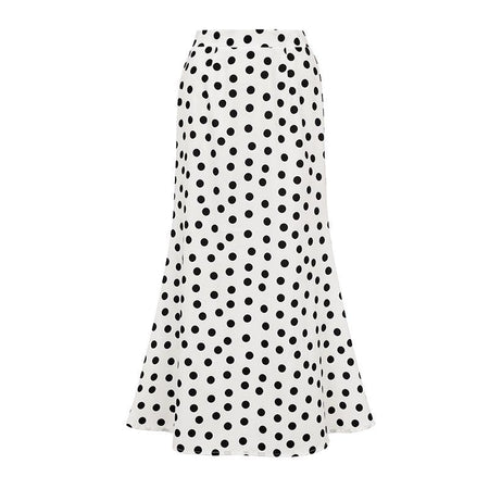 Janet Polka Swimsuit With Skirt In White - flat-lay product shot of skirt - Miss Mosa By Akanksha