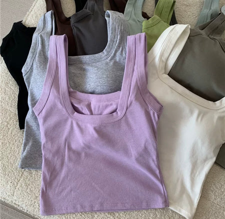 Jared Tank Tops with Inbuilt Bra - styled flat-lay shot, multicolour - Miss Mosa By Akanksha
