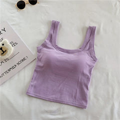 Jared Tank Tops with Inbuilt Bra - flat-lay product shot, purple - Miss Mosa By Akanksha