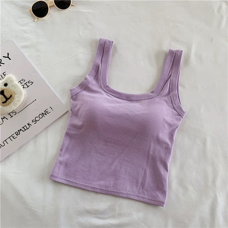 Jared Tank Tops with Inbuilt Bra - flat-lay product shot, purple - Miss Mosa By Akanksha