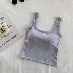 Jared Tank Tops with Inbuilt Bra - flat-lay product shot, grey - Miss Mosa By Akanksha