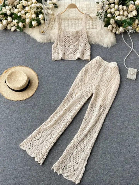 Jarod Resortwear 2 Pc Set - styled flat-lay shot, beige - Miss Mosa By Akanksha